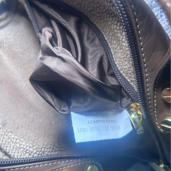 Italian Borbonese Redwall Brown Suede Top Handle Mini Satchel Bag - Excellent - Picture 12 of 15